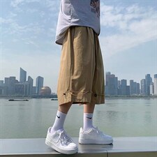 夏季短裤男潮ins宽松阔腿直筒七分裤子男百搭休闲沙滩裤DK15-P25，男装休闲裤，星座1008-1