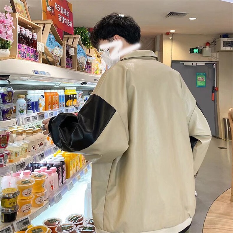 棒球服外套男港风痞帅宽松服夏秋季薄款皮衣潮流休闲夹克A62/P65,男装夹克,星座506