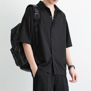 短袖衬衫男夏季新款港风宽松冰丝坠感衬衣CY009-P30图片