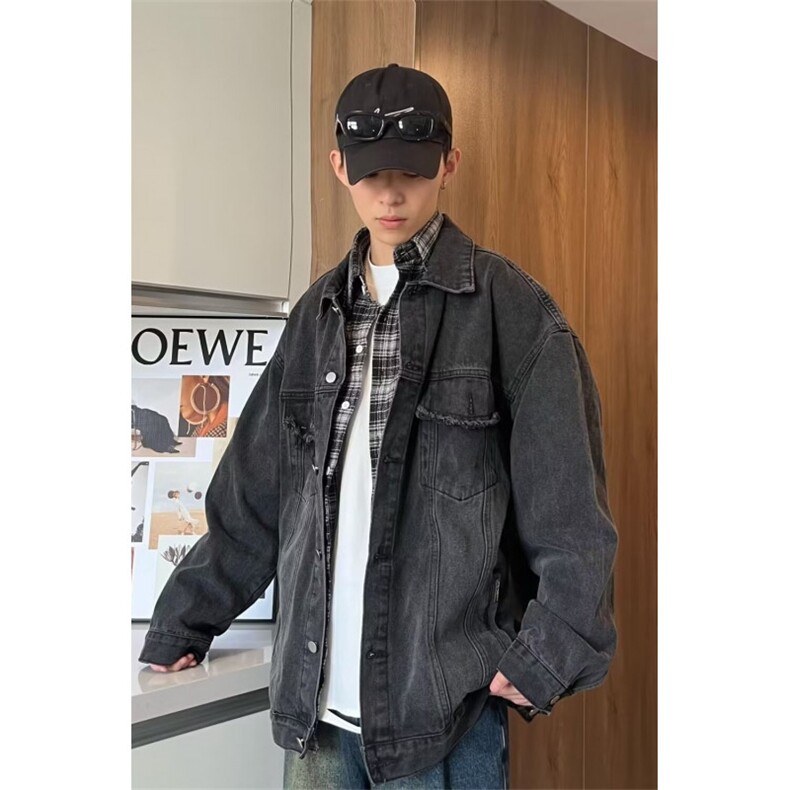 美式休闲复古水洗夹克男做旧宽松牛仔衣服BF02P65,男装工装外套,星座1116-2