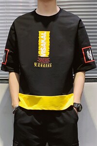 2024夏季字母印花圆领短袖t恤男潮牌宽松半袖潮流ins上衣DT12P30图片