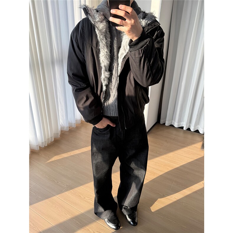 型男boxy夹克版型美潮毛领座山雕棉服W1808/特P95,男装夹克,电商B350