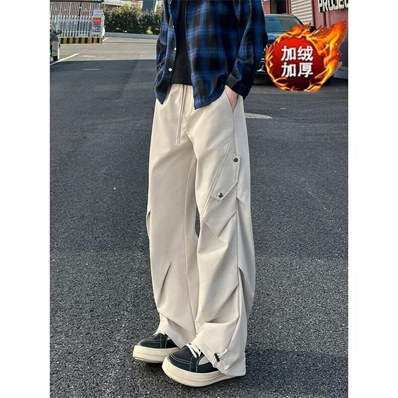 加绒加厚美式高街工装伞兵裤宽松直筒休闲裤KZ86-P53,男装工装外套,星座308B-2