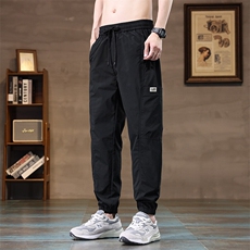 宽松束脚冰丝休闲裤男士夏季薄款九分工装潮牌运动长裤Z9823-P45，男装工装外套，星座509