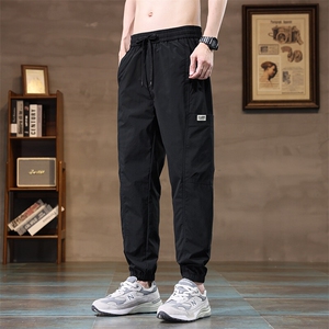 宽松束脚冰丝休闲裤男士夏季薄款九分工装潮牌运动长裤Z9823-P45图片