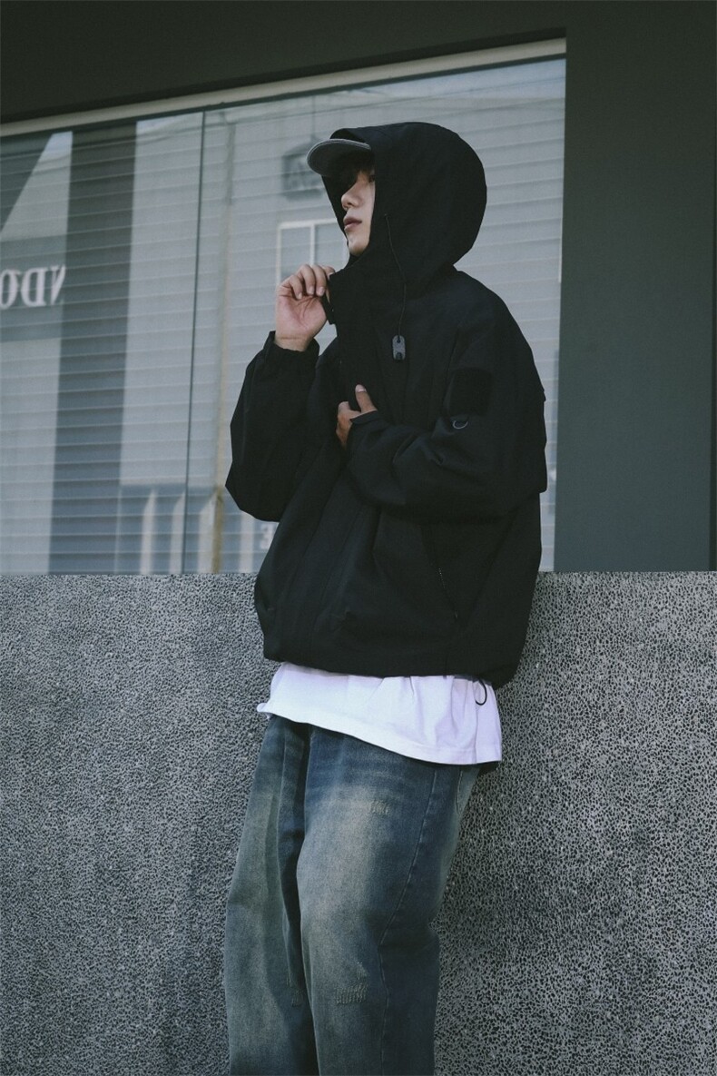 休闲拉链夹克情侣冲锋衣防风衣连帽外套JK90p65,男装夹克,电商D315