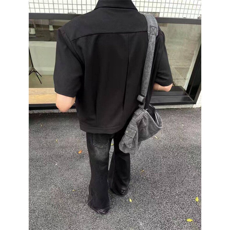 1303B-1-BK1013-P50潮牌小众设计感廓形双拉链肩垫短袖夹克网图,男装T恤,星座1303B-1