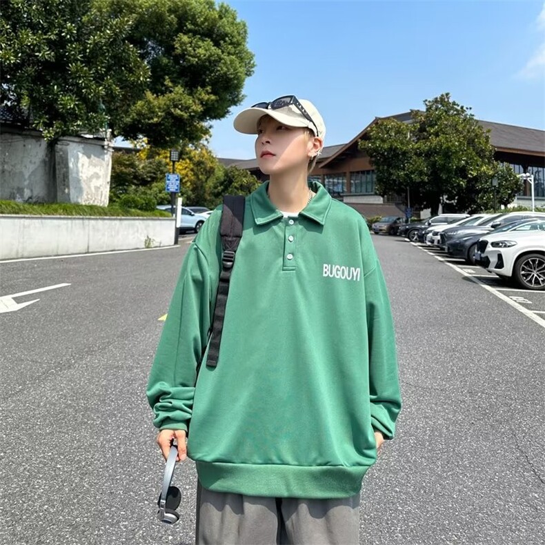 polo衫卫衣男秋季宽松潮牌高街运动上衣春秋港风ins痞帅C36-P40图片