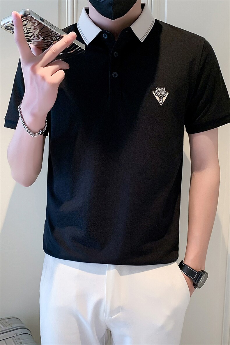 2025新款夏季Polo衫短袖T恤男翻领潮牌刺绣体恤A313-1-9510-P48,男装T恤,电商A313-1