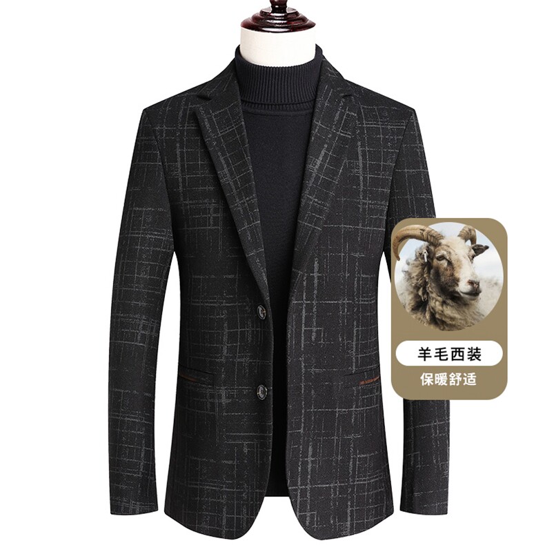 Y25909钱塘2020-2冬季厚款百搭简约中年男士商务休闲西服P165图片