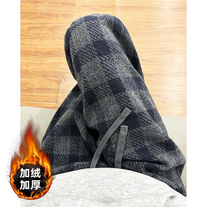 美式高街潮流宽松休闲裤阔腿直筒裤A086-HK52130-加绒P55常规P45，男装休闲裤，电商基地A086