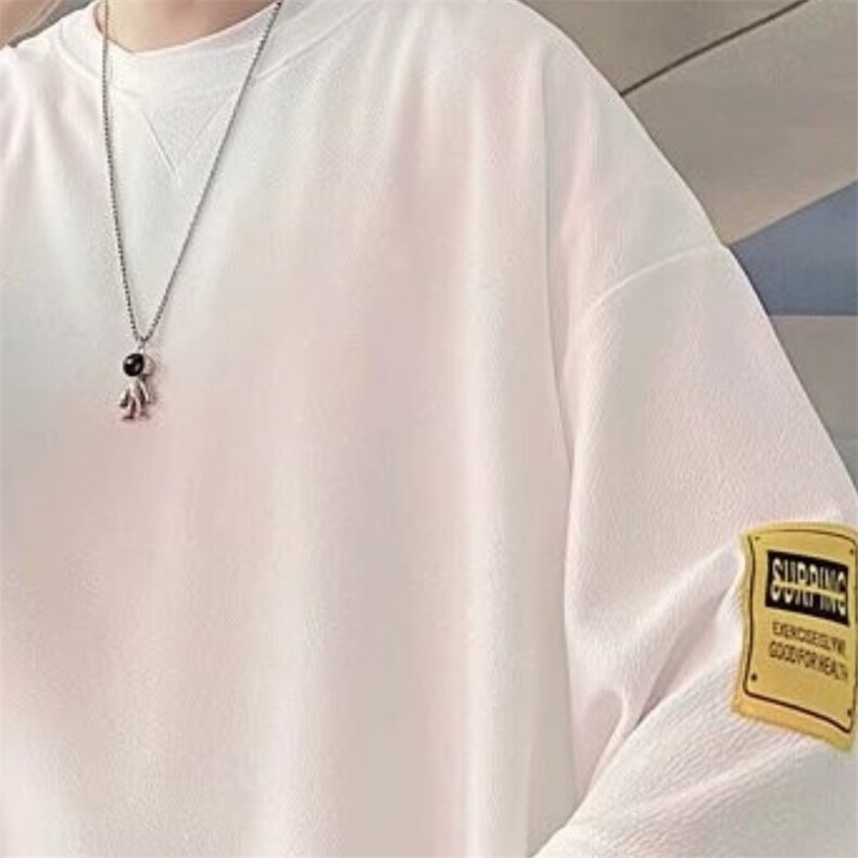 夏季短袖T恤男七分袖潮流宽松设计感潮牌大码蝙蝠袖刺绣上衣,男装T恤,星座1210-1