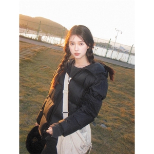 2025年冬季新款羽绒棉服短款宽松加厚连帽学院风面包服JKH210