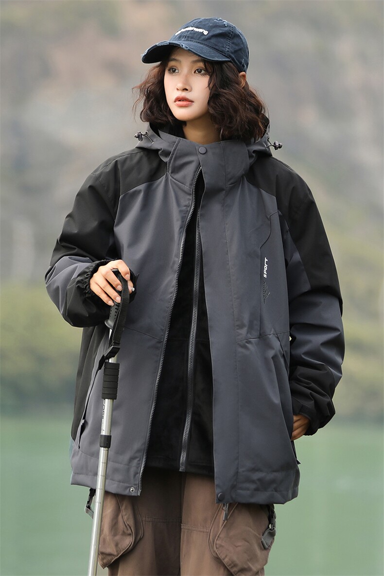 户外三合一拼接冲锋衣宽松百搭防风防水外套夹克男女款1818-P95,男装夹克,电商B306