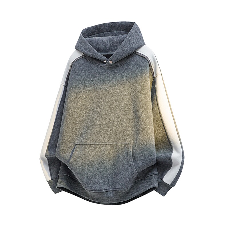 得物二开拼接加绒卫衣男连帽套头时尚外套A266-WY90-P50加绒60，女装短外套，电商A266