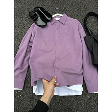 棉纯棉衬衫成衣水洗休闲衬衫男女宽松纯色衬衣GC27-P35，男装衬衫，星座301C-5