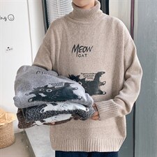！秋冬季加厚高领毛衣男百搭印花针织衫男生毛线衣GM602P55，男装针织衫/毛衣，电商B220