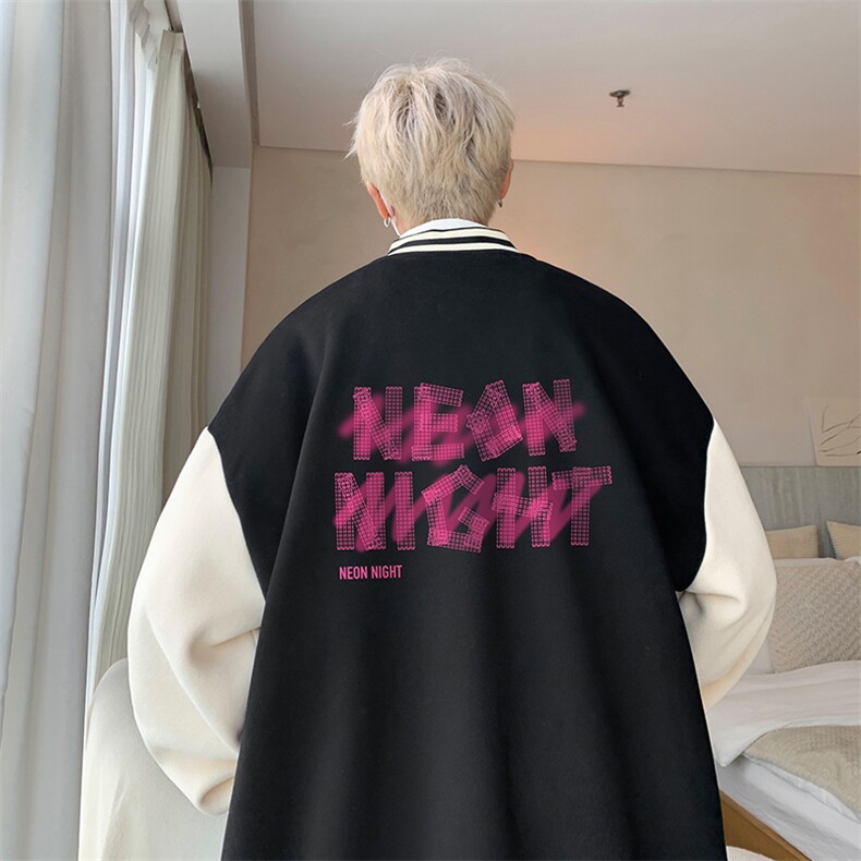 摇粒绒棒球服男大码开衫卫衣男夹克 BF86321-P65图片
