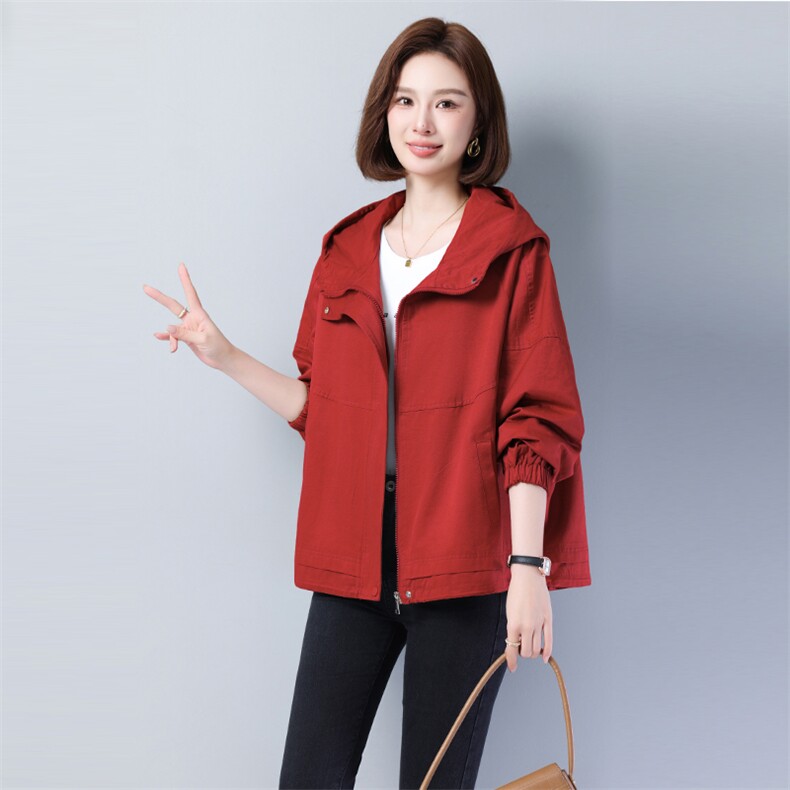 宽松型常规日韩休闲中长款长袖纯色风衣外套915款，女装风衣，秋牧寒烟