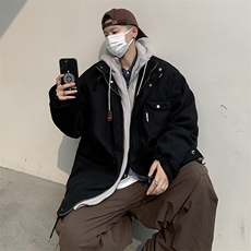 A850-P88潮牌风衣外套情侣棉服2024新款连帽工装假两件男款，男装夹克，星座512-6
