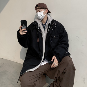 A850-P88 潮牌风衣外套情侣棉服2024新款连帽工装假两件男款图片