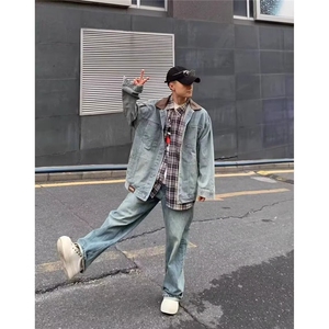 2576-P64 男士美式复古牛仔夹克男春秋款百搭2025今年外套图片