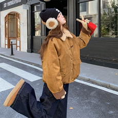 新款主推90绒内胆麂皮羽绒服2680-P275-K408，女装短外套，2C129