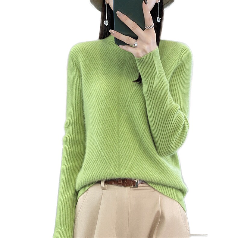 高端百搭温柔保暖时尚羊毛衫女秋冬季长袖针织衫打底毛衣,女装羊毛衫,邓利维