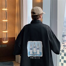 ！夏款港风冰丝衬衣男黑寸衫男白短袖衬衫男DXC282-P30，男装衬衫，电商B371