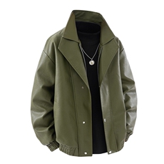 得物二开秋季街头机车服男士PU皮衣宽松潮牌外套痞帅JK1192-P90，男装皮衣，星座1103-3
