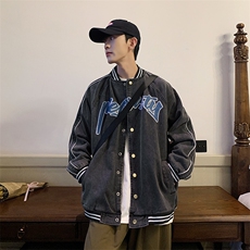 2023高街男士百搭棒球服痞帅绣花牛仔夹克学生外套JK842-P75，男装夹克，星座1103-3
