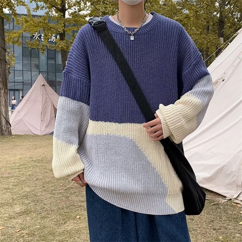 美式街头设计感圆领毛衣男慵懒风休闲针织衫M9971P40,男装针织衫/毛衣,星座1116-2