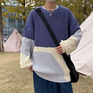 美式街头设计感圆领毛衣男慵懒风休闲针织衫M9971P40