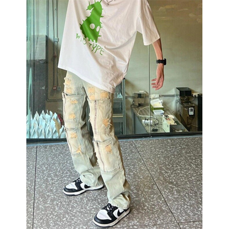 拉链牛仔裤小直脚时尚男九分裤印花青春流行夏季慵懒原宿N6038,男装牛仔裤,星座1116A（原606A-3）