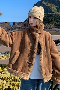 皮毛一体仿羊羔毛短外套女冬季2025新款爆款小个子加绒加厚棉服潮图片