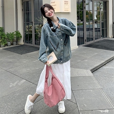 牛仔外套女宽松慵懒风2025春新款韩版宽松设计感洋气小个子上衣潮，女装牛仔外套，浙宝220