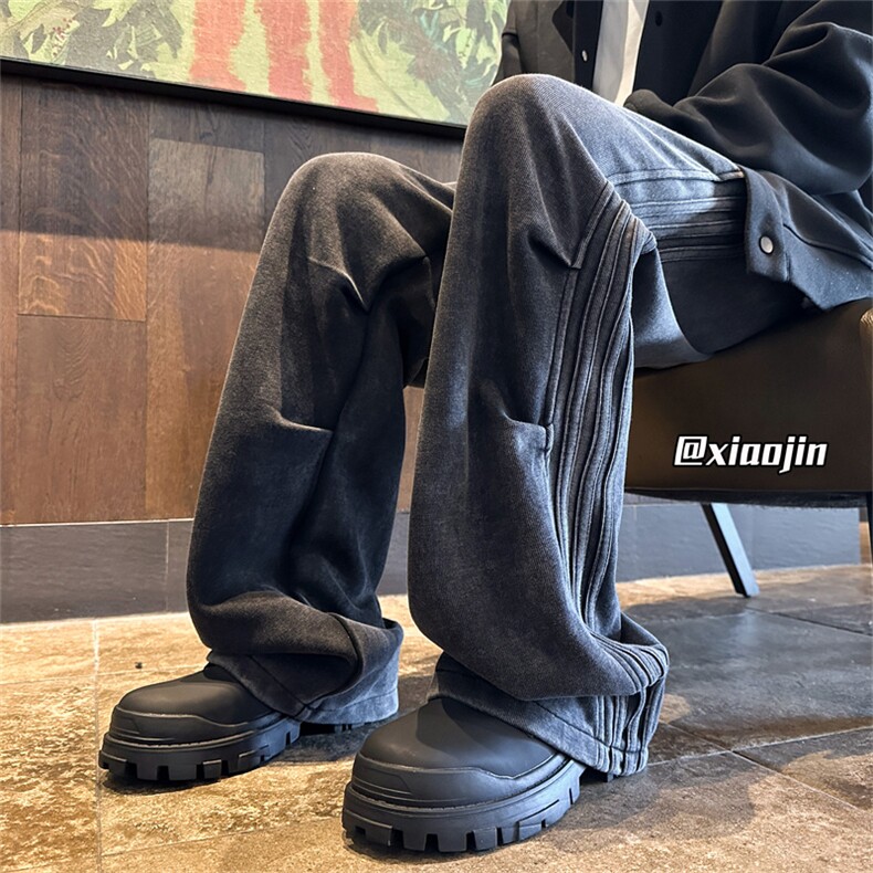 XZ616秋冬重磅水洗侧压打褶美式复古休闲长裤TY1131P65控88，男装休闲裤，星座512A（原616）