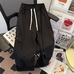 铆钉褶皱运动裤男生秋季2025新款vibe高街潮流抽绳束脚裤A619/P45图片