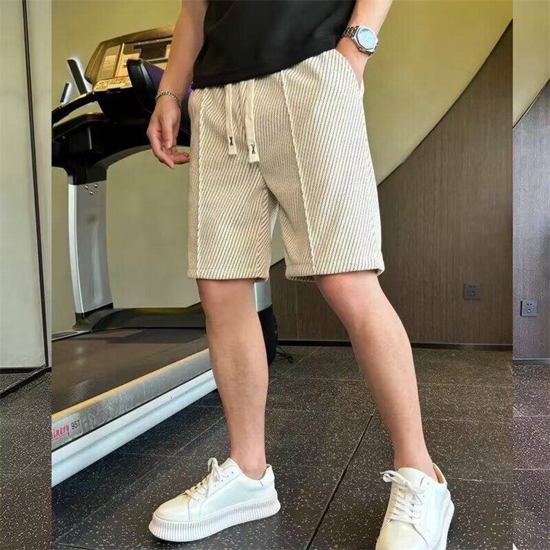 W74-P45高级感暗花纹短裤夏季新款潮流男士五分裤图片