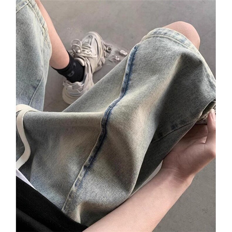 水洗复古牛仔短裤男夏季欧oversize裤子少年感五分中裤DL507,男装牛仔裤,星座1116A（原606A-3）