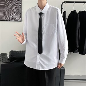 白色长袖衬衫男士韩版学院风衬衣休闲潮流上衣服寸衫潮C021-P30,男装衬衫,星座1008-1