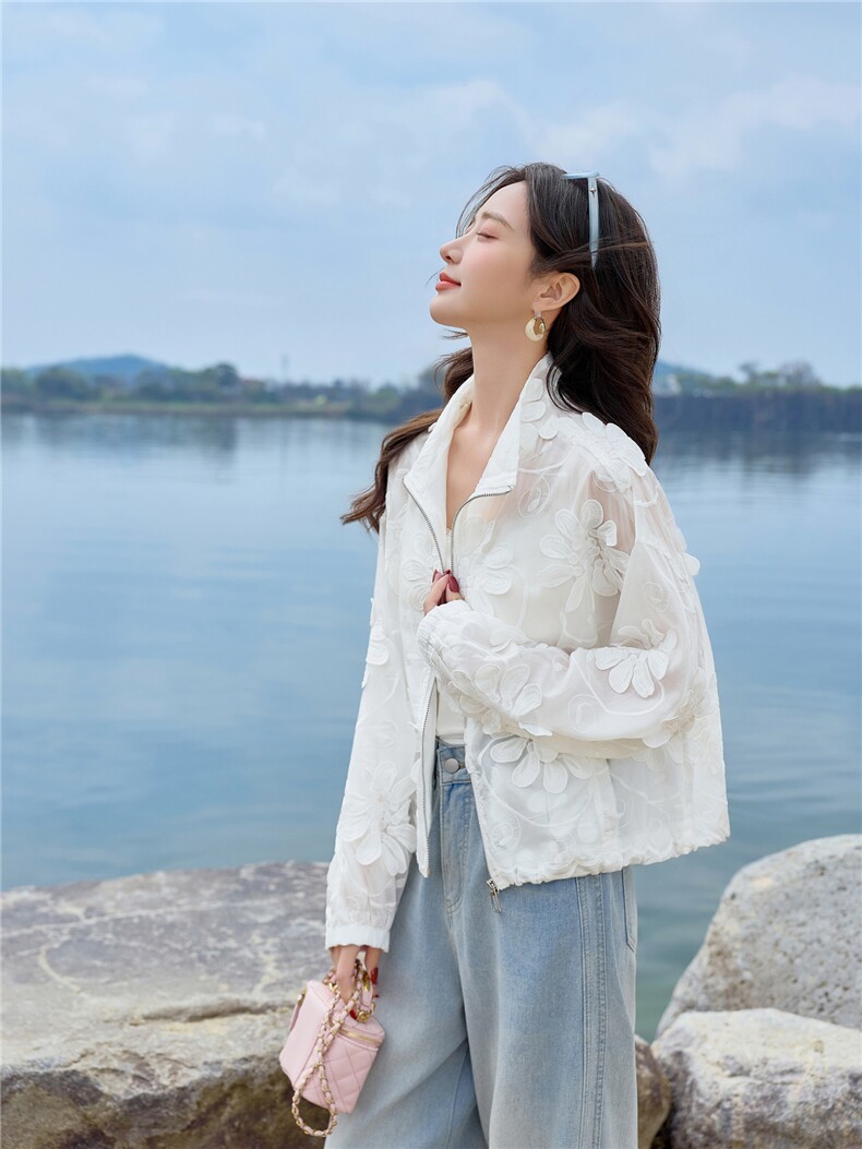 夏季新款女立体花朵防晒衣外套,女装防晒衣,可可小西