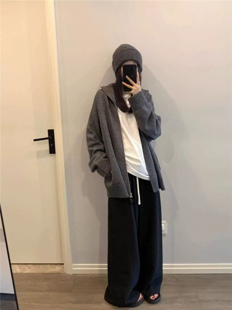 2025年秋季宽松型单件长袖常规开衫,女装羊毛衫,春贝羊绒