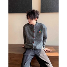 秋冬美式复古卡通刺绣圆领长袖针织开衫男女毛衣外套MY957-P58，男装针织衫/毛衣，星座208-5