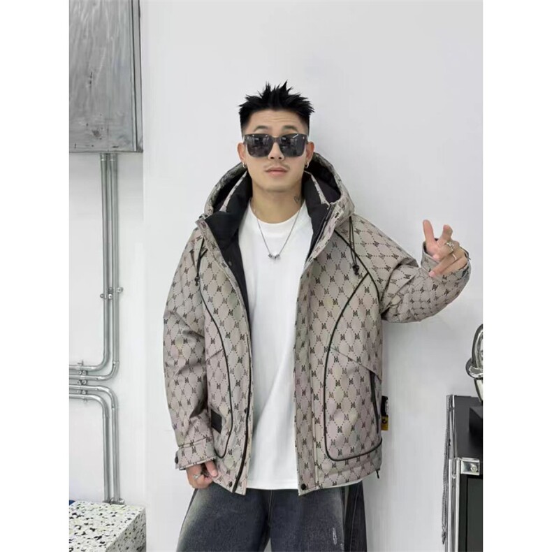 (网图)90白鸭绒83-106克潮牌格子短款工装羽绒服313B-9510-P245,男装羽绒服,星座313B