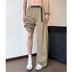 K2512特批35控59【水洗皱感】冰丝斜切弯刀裤美式长裤阔腿男裤，男装休闲裤，电商D229A
