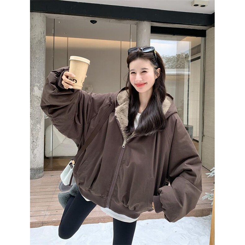 两面穿现货重磅短款座山雕棉衣男女双面穿毛毛绒棉服加厚外套,男装棉衣,电商A486-1