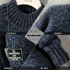 毛衣男 秋冬2021新款半高领套头针织衫潮流DS509T图片