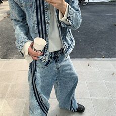 DJK8941-P78美式复古条纹拼接牛仔外套潮牌男牛仔夹克-网图现货，男装夹克，星座603-2