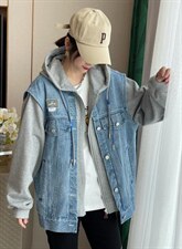 牛仔拼接外套，其它，跳跳谷